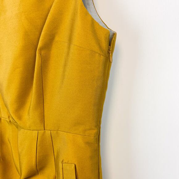 Maeve Anthropologie Size 4 Fit & Flare Mini Silk Wool Blend Dress Yellow Gold - Picture 3 of 10
